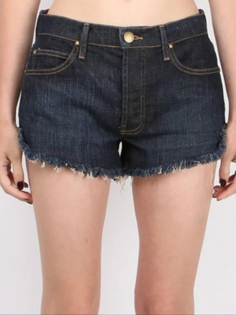 NEW The GREAT The Cut Off Short in Dark Wash Denim & Button Fly 27 CASUAL SUMMER